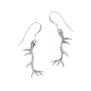 Atypical Elk Antler Earrings Sterling Silver